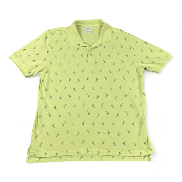 Brooks Brothers Polo Shirt Adult LARGE Yellow Boat Oars Rowing Rowboat Preppy - Picture 1 of 5